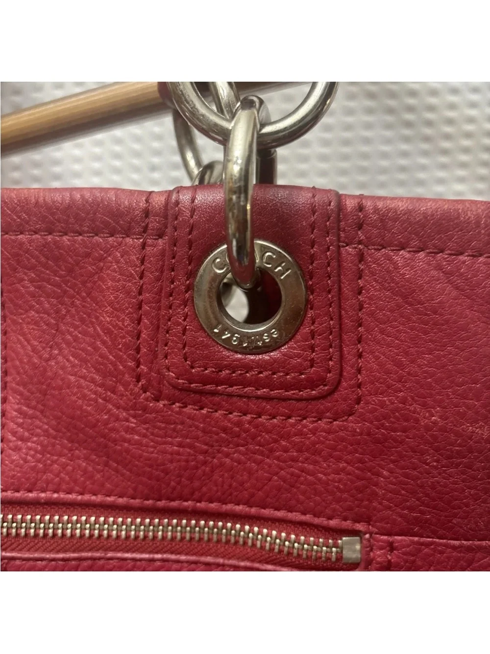COACH Hampton F15694 handbag Pebble Leather/Red NO Hang Tag